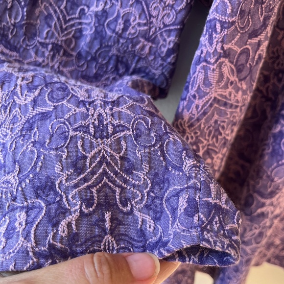 Ulla Popken Sz XXL Purple Mosaic Texture Longline Jacket Pearl Buttons VTG - Picture 8 of 10